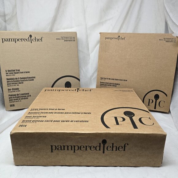 Pampered Chef Large Square Cool & Serve with 5-section and Open Trays - Picture 6 of 6